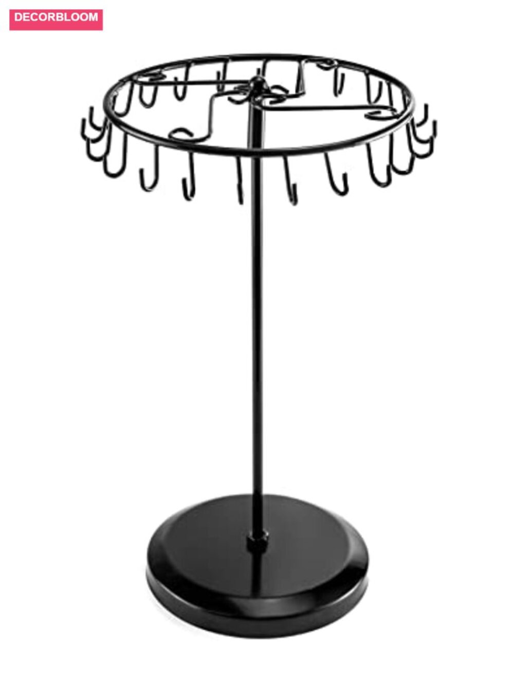 Spinning Jewelry Tree Display Stand Organizer 23 Hooks Metal Tower